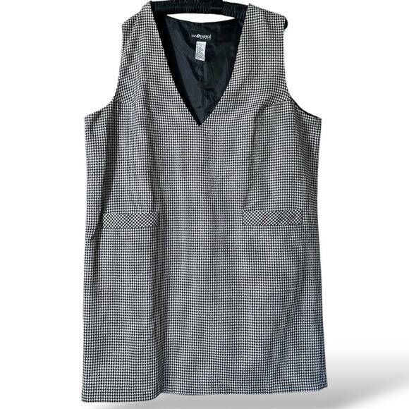 Plus size Vintage 90s Houndstooth Wool Preppy Dress |Dark Academia 22W 197 | - Picture 1 of 8